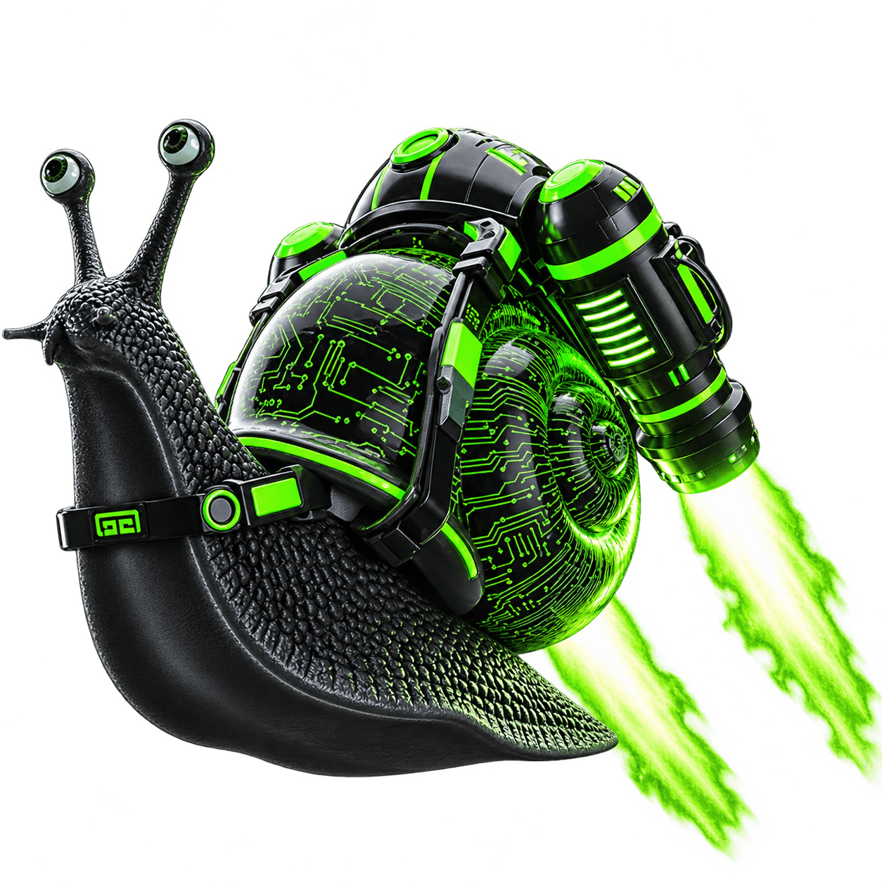 Green mechanical snail illustration
